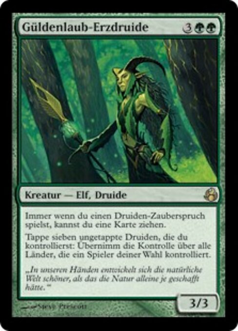 Güldenlaub-Erzdruide (Gilt-Leaf Archdruid) - Morningtide (#124) - Illustrated by Steve Prescott - Magic: The Gathering Card