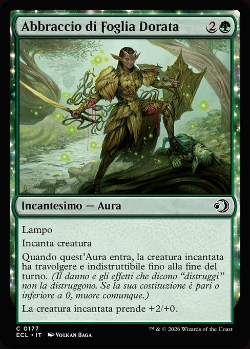 Étreinte de Feuilledor (Gilt-Leaf's Embrace) - Lorwyn Eclipsed (#177) - Illustrated by Volkan Baǵa - Magic: The Gathering Card