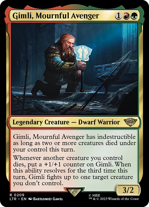 Gimli, Mournful Avenger - The Lord of the Rings: Tales of Middle-earth (#209) - Illustrated by Bartłomiej Gaweł - Magic: The Gathering Card