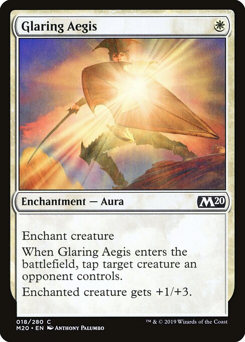 Glaring Aegis - Core Set 2020 (#18) - Illustrated by Anthony Palumbo - Magic: The Gathering Card
