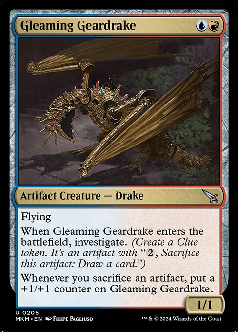 Gleaming Geardrake - Murders at Karlov Manor Magic card