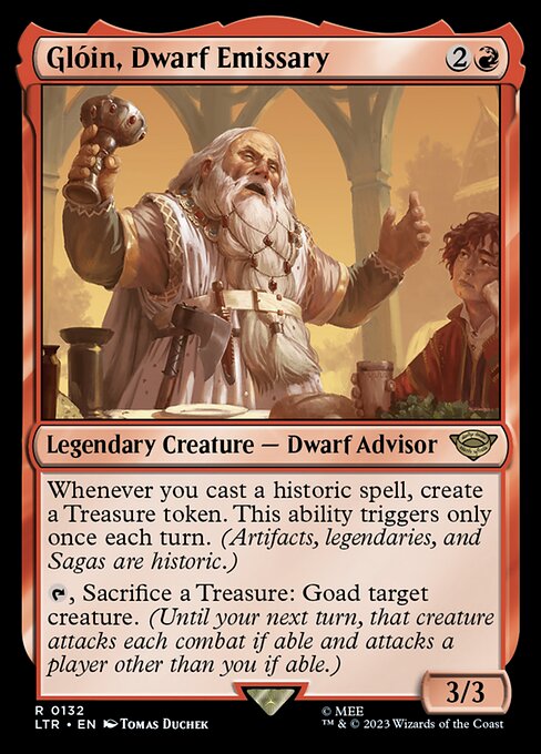 Glóin, Dwarf Emissary - The Lord of the Rings: Tales of Middle-earth (#132) - Illustrated by Tomas Duchek - Magic: The Gathering Card