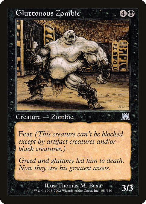 Gefräßiger Zombie (Gluttonous Zombie) - Onslaught (#151) - Illustrated by Thomas M. Baxa - Magic: The Gathering Card