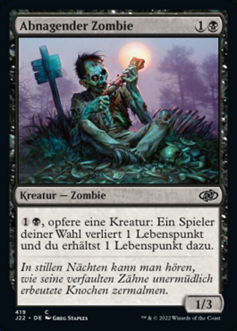 Zombie rongeur (Gnawing Zombie) - Jumpstart 2022 (#419) - Illustrated by Greg Staples - Magic: The Gathering Card