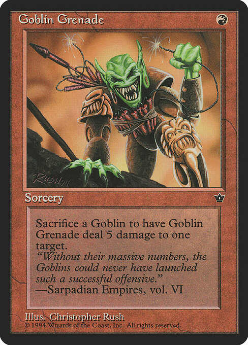 Goblin Grenade - Fallen Empires (#56c) - Illustrated by Christopher Rush - Magic: The Gathering Card