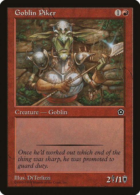 精灵长矛兵 (Goblin Piker) - Ninth Edition (#194) - Illustrated by DiTerlizzi - Magic: The Gathering Card