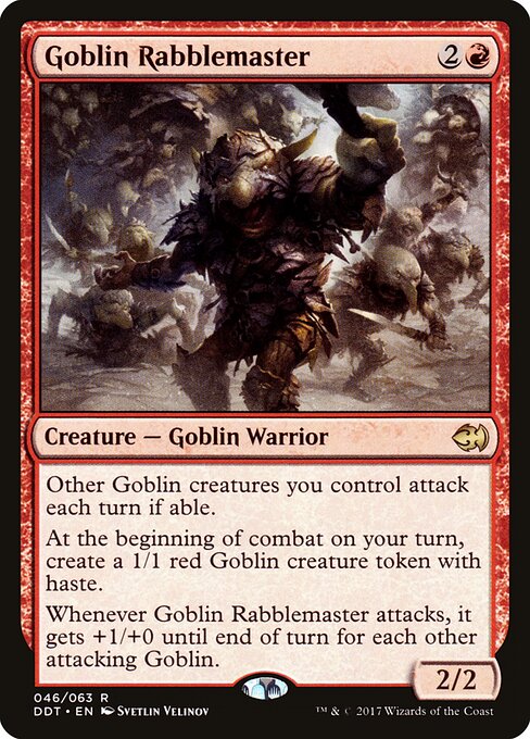 Goblin Rabblemaster - Duel Decks: Merfolk vs. Goblins (#46) - Illustrated by Svetlin Velinov - Magic: The Gathering Card