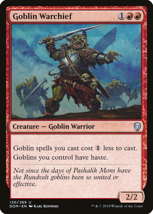 Goblin Warchief - Dominaria (#130) - Illustrated by Karl Kopinski - Magic: The Gathering Card