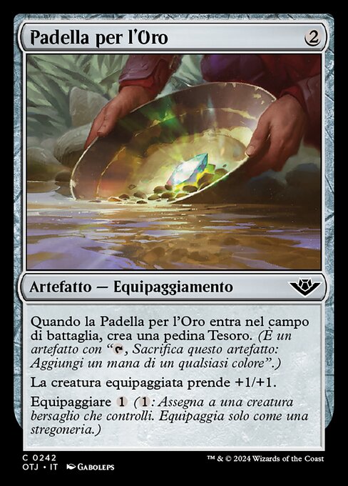 Goldwaschpfanne (Gold Pan) - Outlaws of Thunder Junction (#242) - Illustrated by Gaboleps - Magic: The Gathering Card
