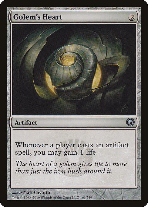 Golem's Heart - Scars of Mirrodin (#161) - Illustrated by Matt Cavotta - Magic: The Gathering Card