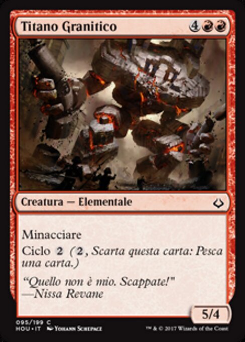 화강암 거신 (Granitic Titan) - Hour of Devastation (#95) - Illustrated by Yohann Schepacz - Magic: The Gathering Card