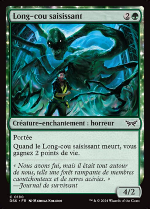 欲深い長首 (Grasping Longneck) - Duskmourn: House of Horror (#180) - Illustrated by Mathias Kollros - Magic: The Gathering Card