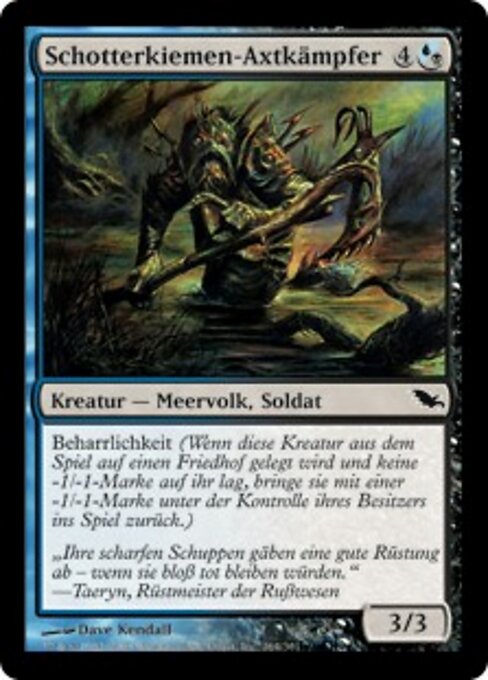 Asciasqualo della Branchiaghiaiosa (Gravelgill Axeshark) - Shadowmoor (#164) - Illustrated by Dave Kendall - Magic: The Gathering Card