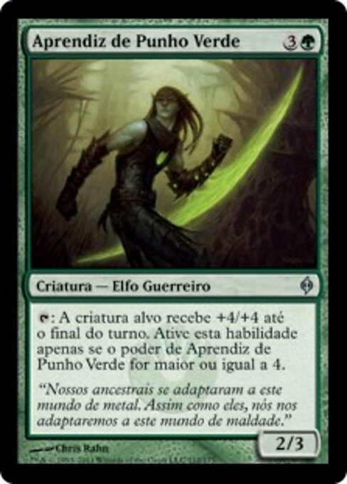 碧柄学员 (Greenhilt Trainee) - New Phyrexia (#112) - Illustrated by Chris Rahn - Magic: The Gathering Card