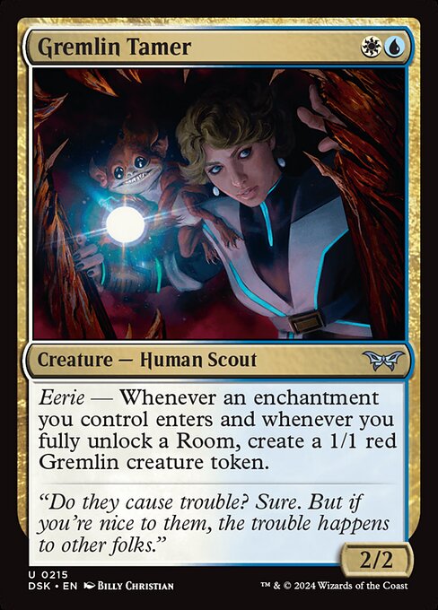 Gremlinzähmerin (Gremlin Tamer) - Duskmourn: House of Horror (#215) - Illustrated by Billy Christian - Magic: The Gathering Card