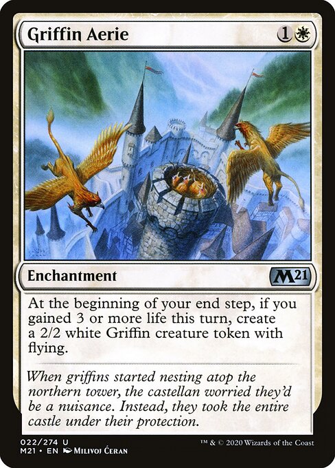 Griffin Aerie - Core Set 2021 (#22) - Illustrated by Milivoj Ćeran - Magic: The Gathering Card