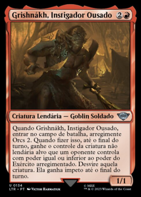 Grishnákh, Instigador Ousado (Grishnákh, Brash Instigator) - The Lord of the Rings: Tales of Middle-earth (#134) - Illustrated by Victor Harmatiuk - Magic: The Gathering Card