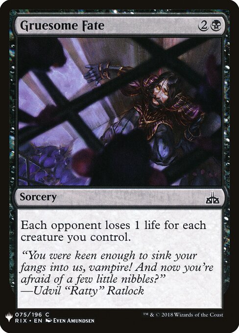 Horrible destin (Gruesome Fate) - Rivals of Ixalan (#75) - Illustrated by Even Amundsen - Magic: The Gathering Card