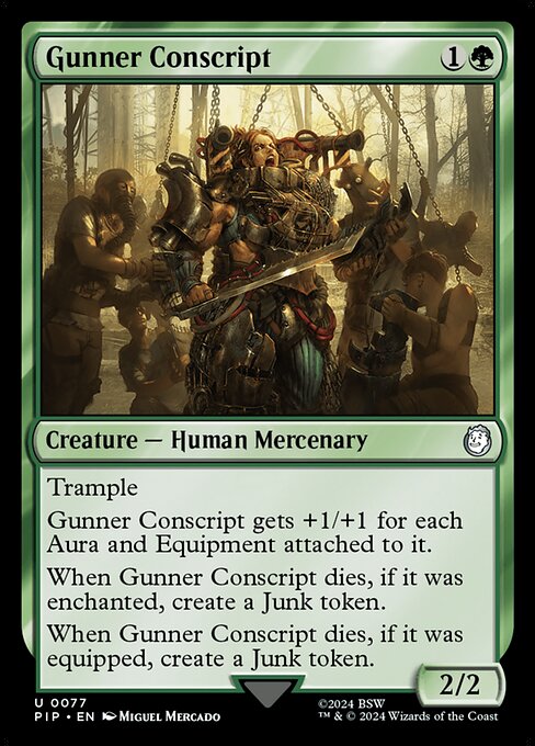 Recluta dei Gunner (Gunner Conscript) - Fallout (#77) - Illustrated by Miguel Mercado - Magic: The Gathering Card