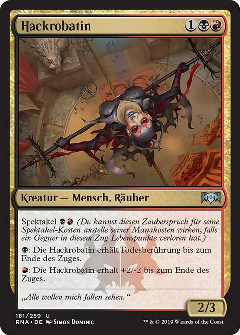 Hackrobatin (Hackrobat) - Ravnica Allegiance (#181) - Illustrated by Simon Dominic - Magic: The Gathering Card