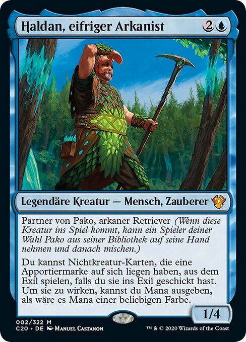 Haldan, eifriger Arkanist (Haldan, Avid Arcanist) - Commander 2020 (#2) - Illustrated by Manuel Castañón - Magic: The Gathering Card