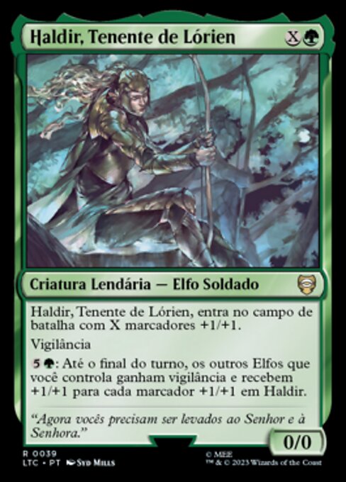 Haldir, Tenente de Lórien (Haldir, Lórien Lieutenant) - Tales of Middle-earth Commander (#39) - Illustrated by Syd Mills - Magic: The Gathering Card