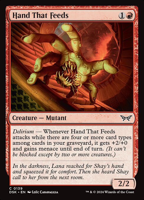 Mano Che Nutre (Hand That Feeds) - Duskmourn: House of Horror (#139) - Illustrated by Loïc Canavaggia - Magic: The Gathering Card