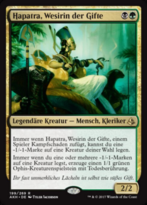 Hapatra, Wesirin der Gifte (Hapatra, Vizier of Poisons) - Lorwyn Eclipsed Commander (#123) - Illustrated by Tyler Jacobson - Magic: The Gathering Card