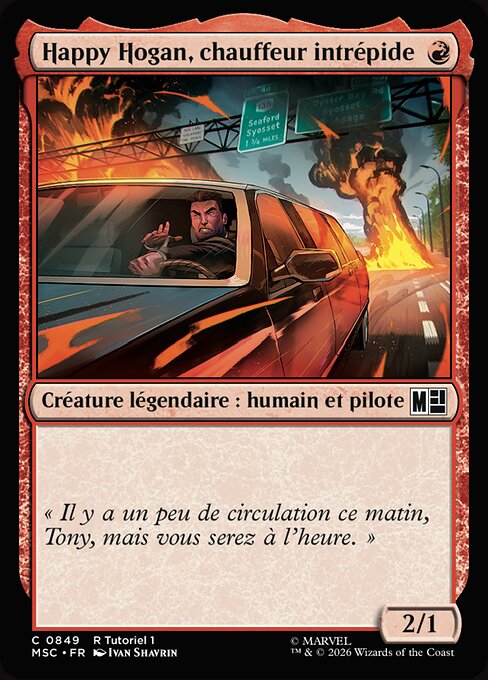 Happy Hogan, chauffeur intrépide (Happy Hogan, Dauntless Driver) - Marvel Super Heroes Commander (#849) - Illustrated by Ivan Shavrin - Magic: The Gathering Card