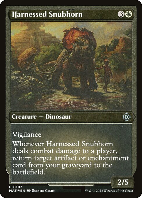 Harnessed Snubhorn - March of the Machine: The Aftermath (#103) - Illustrated by Quintin Gleim - Magic: The Gathering Card