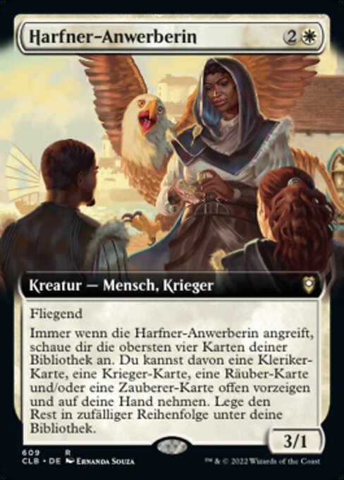 Harfner-Anwerberin (Harper Recruiter) - Commander Legends: Battle for Baldur's Gate (#609) - Illustrated by Ernanda Souza - Magic: The Gathering Card