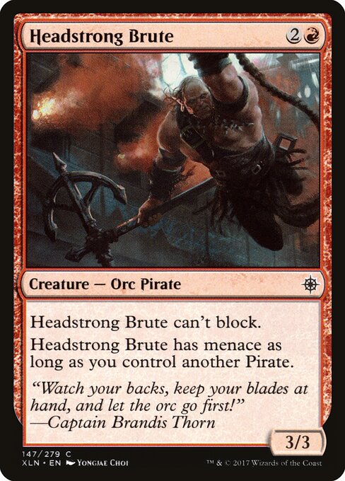 고집불통 싸움꾼 (Headstrong Brute) - Ixalan (#147) - Illustrated by Yongjae Choi - Magic: The Gathering Card