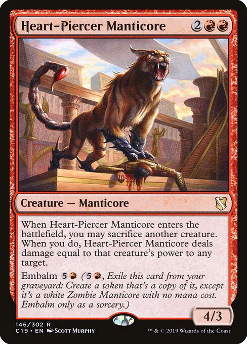 Heart-Piercer Manticore - Commander 2019 (#146) - Illustrated by Scott Murphy - Magic: The Gathering Card