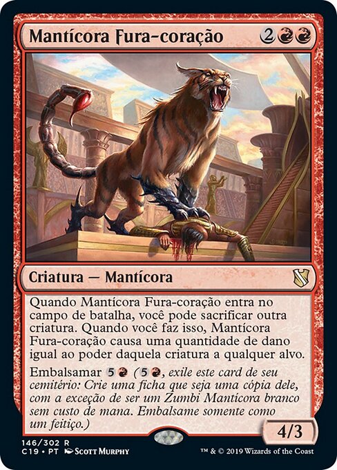 心臓貫きのマンティコア (Heart-Piercer Manticore) - Commander 2019 (#146) - Illustrated by Scott Murphy - Magic: The Gathering Card