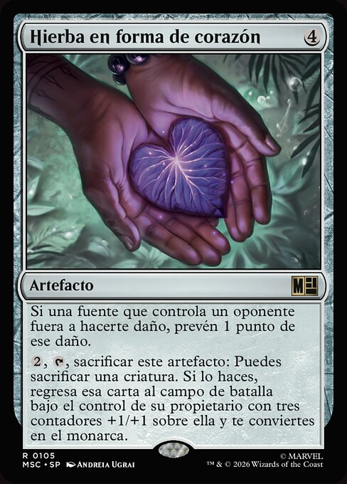 Herzförmiges Kraut (Heart-Shaped Herb) - Marvel Super Heroes Commander (#105) - Illustrated by Andreia Ugrai - Magic: The Gathering Card