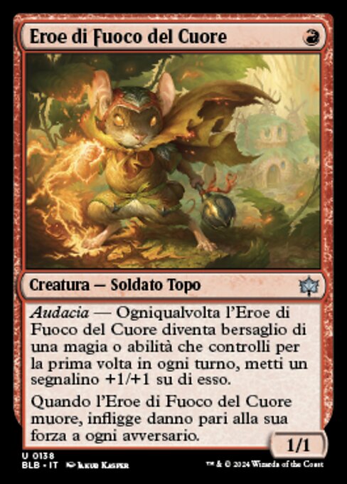 Eroe di Fuoco del Cuore (Heartfire Hero) - Bloomburrow (#138) - Illustrated by Jakub Kasper - Magic: The Gathering Card