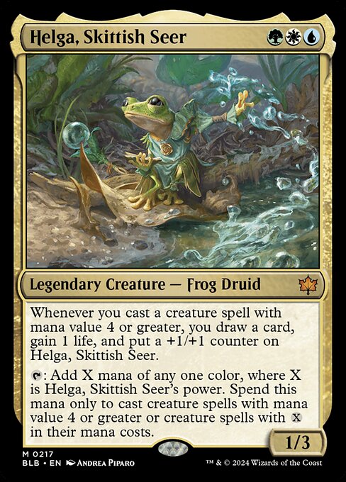 Helga, Skittish Seer - Bloomburrow (#217) - Illustrated by Andrea Piparo - Magic: The Gathering Card