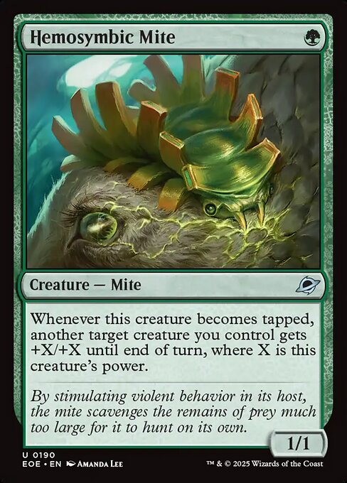 Hämosymbiotische Milbe (Hemosymbic Mite) - Edge of Eternities (#190) - Illustrated by Amanda Lee - Magic: The Gathering Card