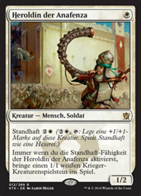 Heraldo de Anafenza (Herald of Anafenza) - Khans of Tarkir (#12) - Illustrated by Aaron Miller - Magic: The Gathering Card