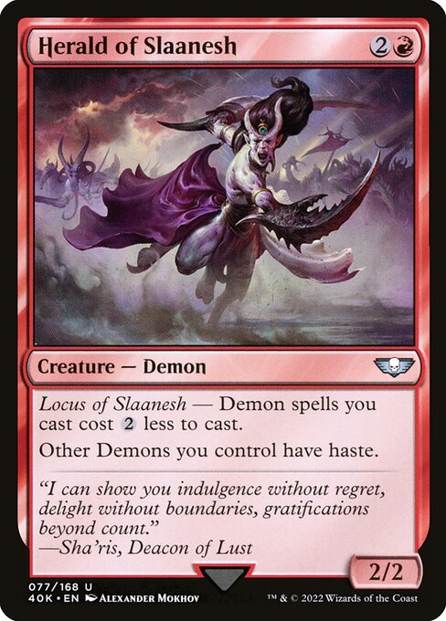 Heraldo de Slaanesh (Herald of Slaanesh) - Warhammer 40,000 Commander (#77) - Illustrated by Alexander Mokhov - Magic: The Gathering Card