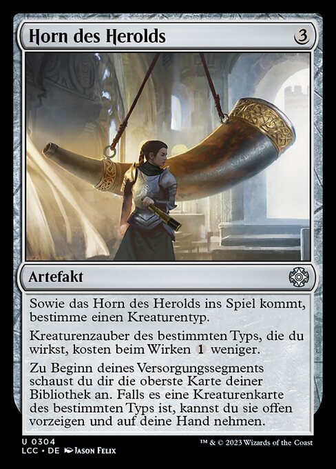 Cuerno del heraldo (Herald's Horn) - Marvel Super Heroes Commander (#287) - Illustrated by Pablo Mendoza - Magic: The Gathering Card