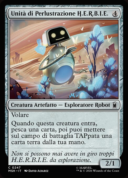 H.E.R.B.I.E.偵察ユニット (H.E.R.B.I.E. Scout Unit) - Marvel Super Heroes (#247) - Illustrated by David Álvarez - Magic: The Gathering Card