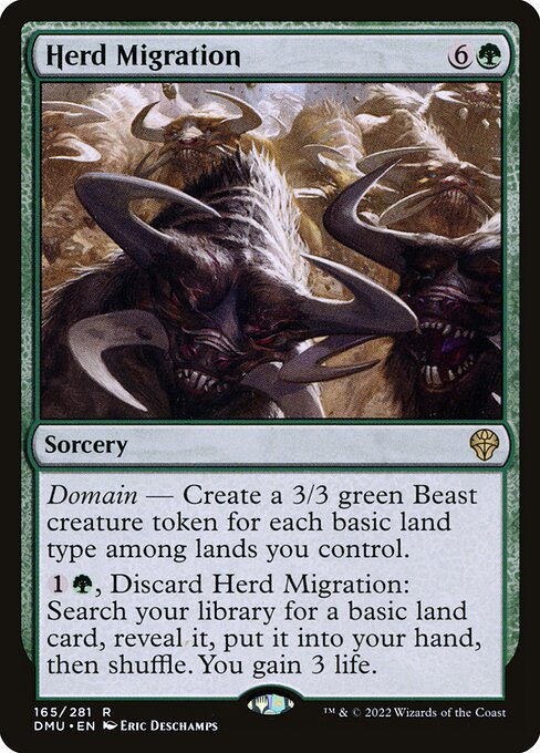 Herd Migration - Dominaria United (#165) - Illustrated by Eric Deschamps - Magic: The Gathering Card