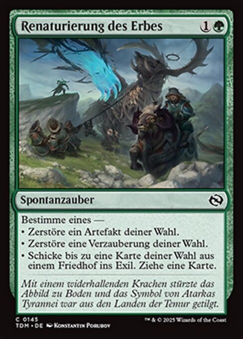 Renaturierung des Erbes (Heritage Reclamation) - Tarkir: Dragonstorm (#145) - Illustrated by Konstantin Porubov - Magic: The Gathering Card