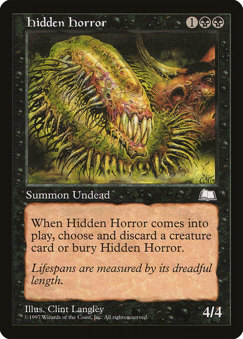 Orrore Nascosto (Hidden Horror) - Weatherlight (#72) - Illustrated by Clint Langley - Magic: The Gathering Card