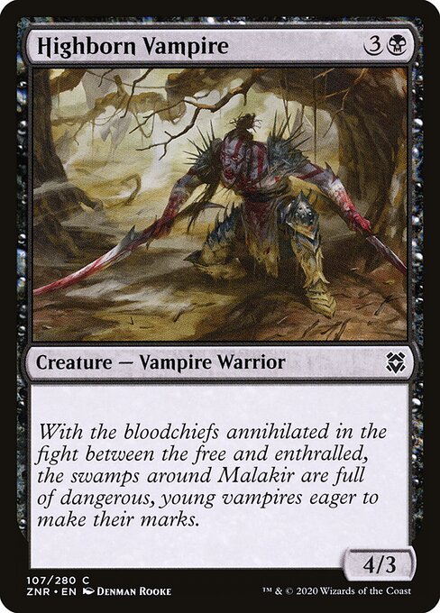 Высокородный Вампир (Highborn Vampire) - Zendikar Rising (#107) - Illustrated by Denman Rooke - Magic: The Gathering Card