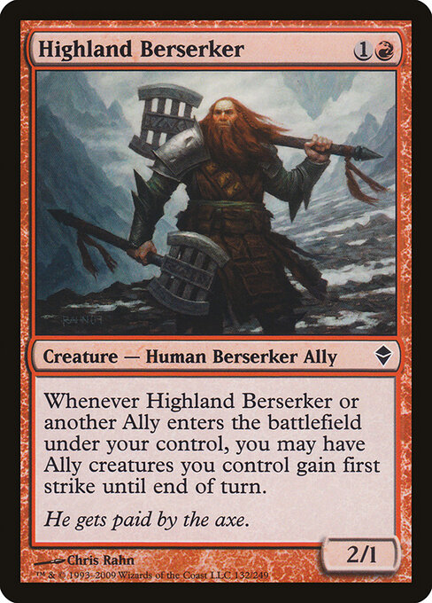 Highland Berserker - Zendikar Magic card