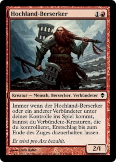 Berserker des hautes terres (Highland Berserker) - Zendikar (#132) - Illustrated by Chris Rahn - Magic: The Gathering Card