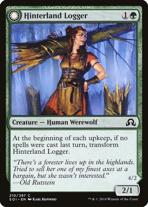 Hinterland Logger // Timber Shredder - Shadows over Innistrad (#210) - Illustrated by Karl Kopinski - Magic: The Gathering Card