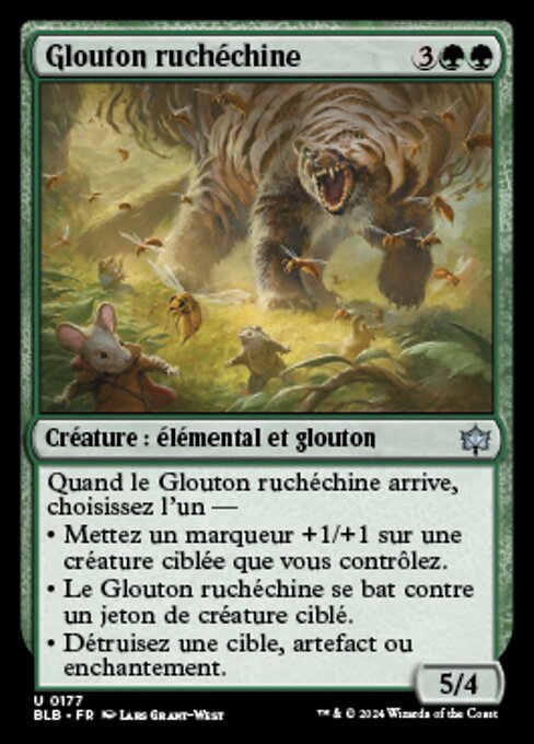 Glouton ruchéchine (Hivespine Wolverine) - Bloomburrow (#177) - Illustrated by Lars Grant-West - Magic: The Gathering Card